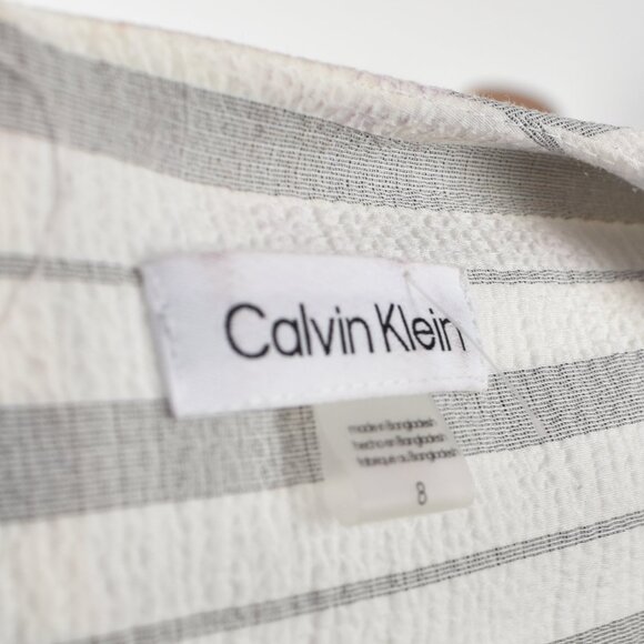 Calvin Klein Striped Wrap Style Dress - 8 - Picture 9 of 9